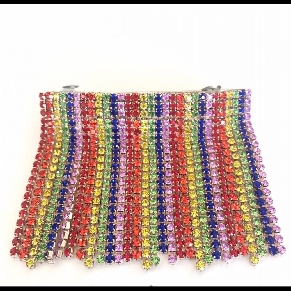 New Rhinestone Rainbow dangling hair clip